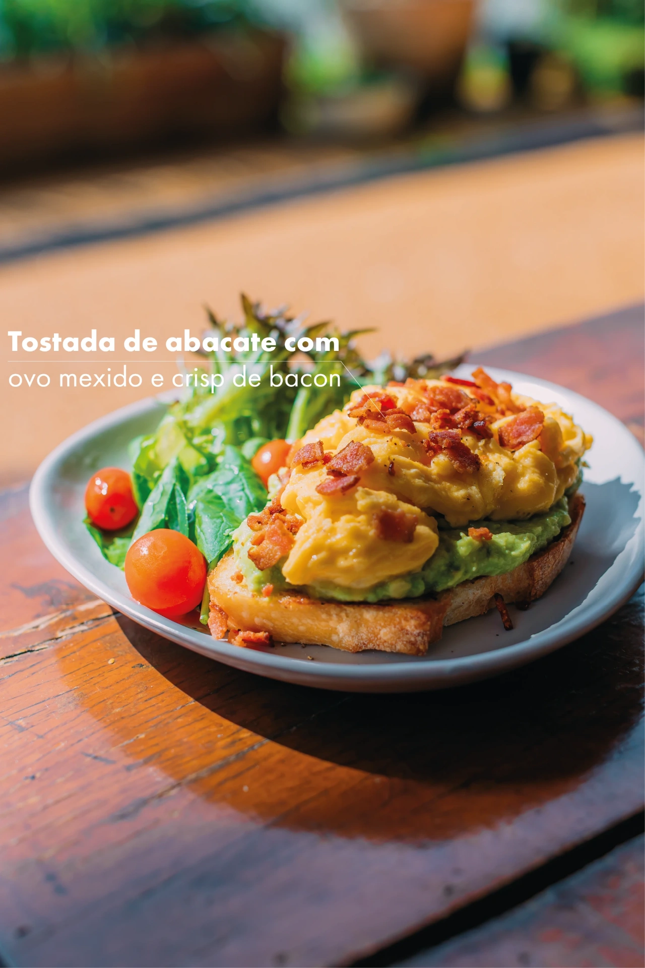Tostada de abacate com ovo mexido